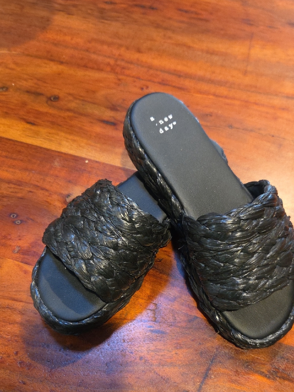 a new day Black Braided Slide Sandals